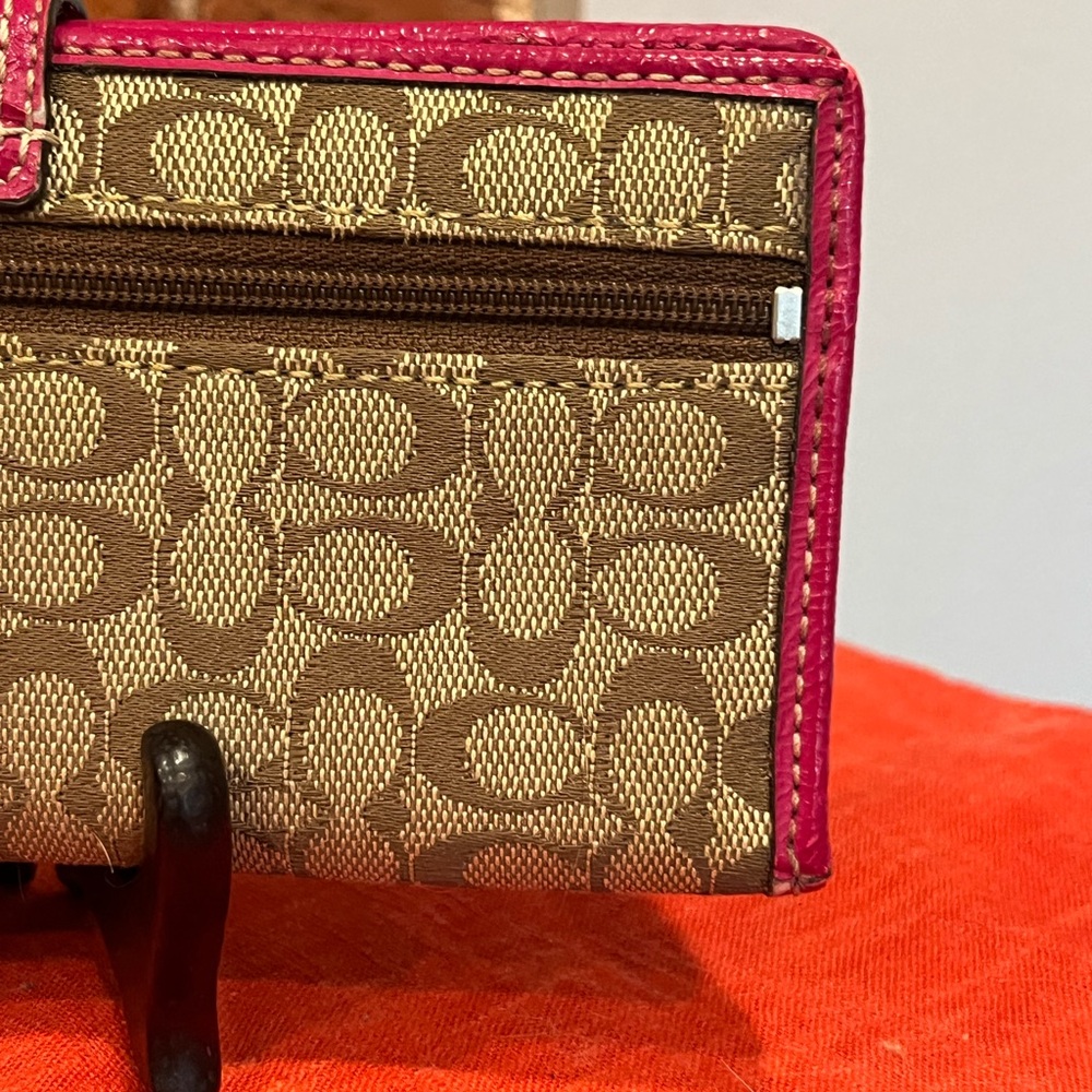 Coach Watermelon Signature Checkbook Wallet Pink Trim Fruit Applique Y2K Rare - Picture 7 of 16